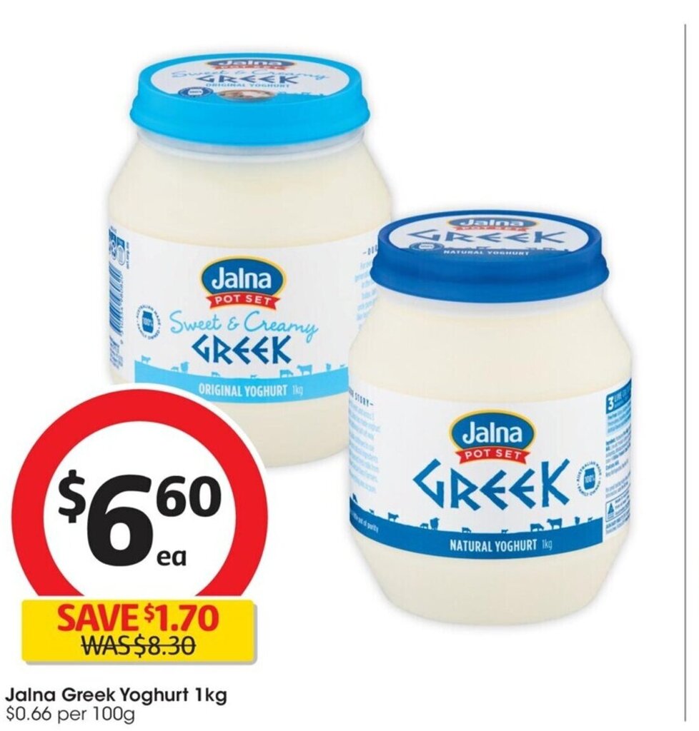 Jalna Greek Yoghurt 1kg offer at Coles