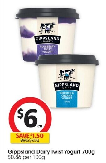 Coles Gippsland Dairy Twist Yogurt 700g offer