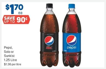 Foodland Pepsi, Solo or Sunkist 1.25 Litre offer