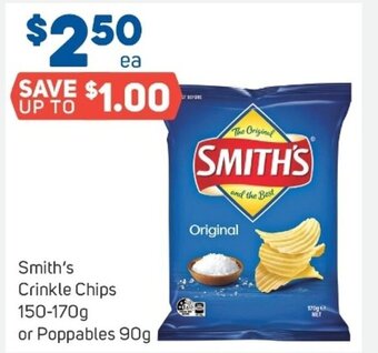 Foodland Smith's Crinkle Chips 150-170g or Poppables 90g offer