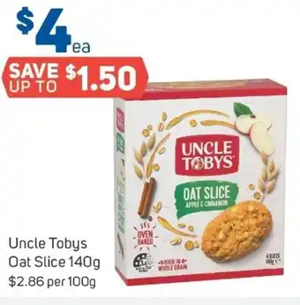 Foodland Unc;e Tobys Oat Slice 140g offer