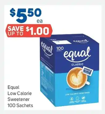 Foodland Equal Low Calorie Sweetener 100 Sachets offer