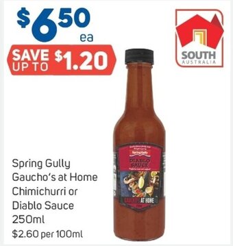 Foodland Spring Gully Gaucho's at Home Chimichurri or Diablo Sauce 250ml offer
