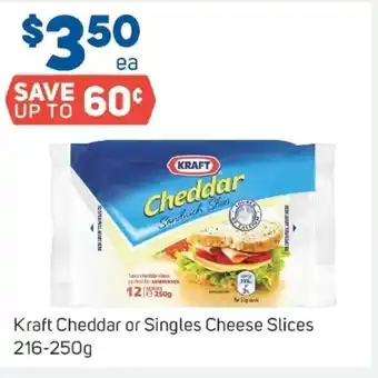 Foodland Kraft Cheddar or Singles Cheese Slices 216-250g offer