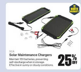 SuperCheap Auto Sca solar maintenance chargers offer