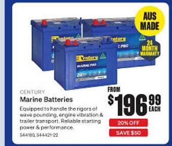 SuperCheap Auto Century marine batteries offer