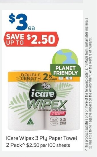 Foodland iCare Wipex 3 Ply Paper Towel 2 Pack offer