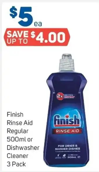 Foodland Finish Rinse Aid Regular 500ml or Dishwasher Cleaner 3 Pack offer