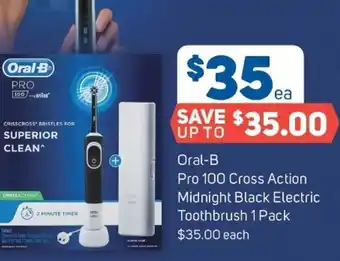 Oral-B Pro 100 Cross Action Midnight Black Electric Toothbrush 1 Pack