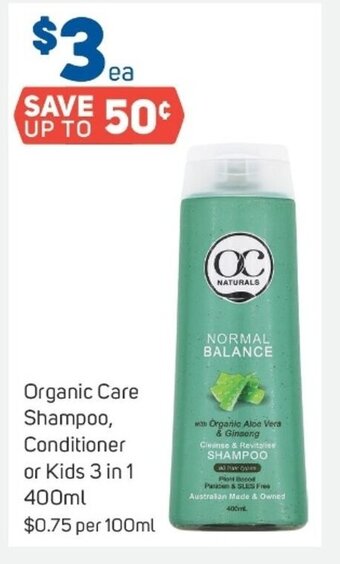Foodland Organic Care Shampoo, Conditioner or Kids 3 in 1 400ml offer