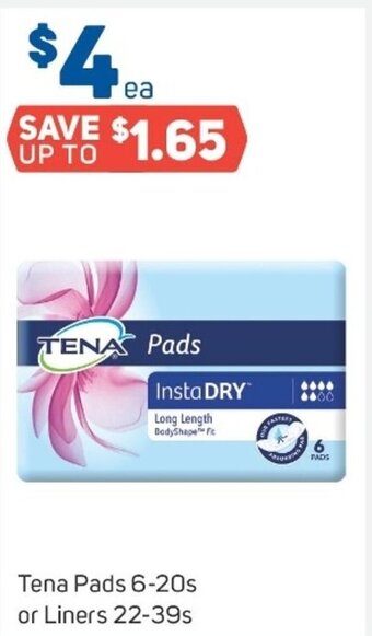 Foodland Tena Pads 6-20s or Liners 22-39s offer