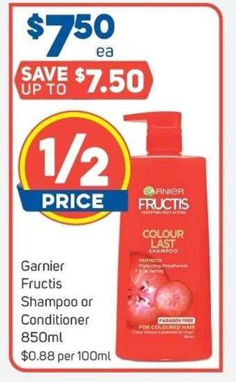Garnier Fructis Shampoo or Conditioner 850ml