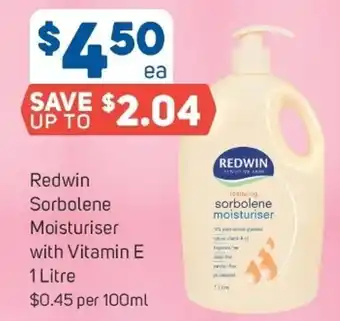 Foodland Redwin Sorbolene Moisturiser with Vitamin e=E 1 Litre offer