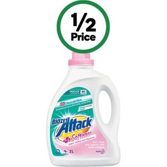 Woolworths Biozet attack plus laundry liquid 2 litre or powder 2 kg offer