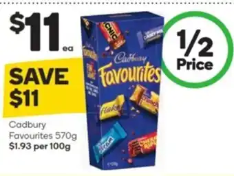 Woolworths Cadbury favourites 570g offer