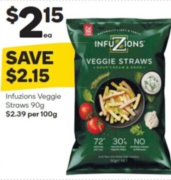 Woolworths Infuzions veggie straws 90g offer
