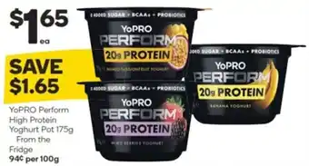 Woolworths Yopro perform high protein yoghurt pot offer