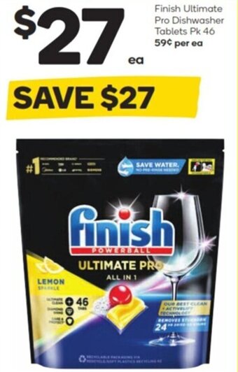 Woolworths Finish ultimate pro dishwasher tablets pk 46 offer
