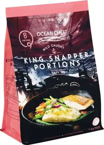 Woolworths Ocean chef king snapper portions 1 kg – skin on – 8 portions 1 kg – from the seafood freezer offer