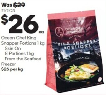 Woolworths Ocean chef king snapper portions 1 kg offer
