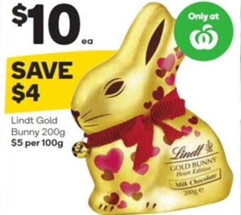 Woolworths Lindt gold bunny 200g offer