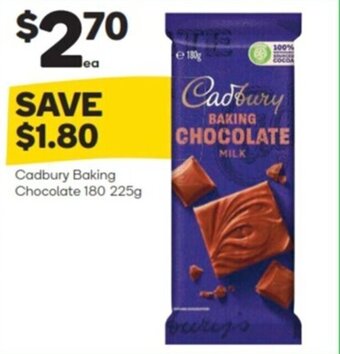 Woolworths Cadbury baking chocolate 180 225g offer