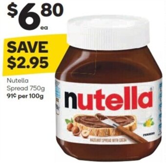 Woolworths Nutella spread 750g offer