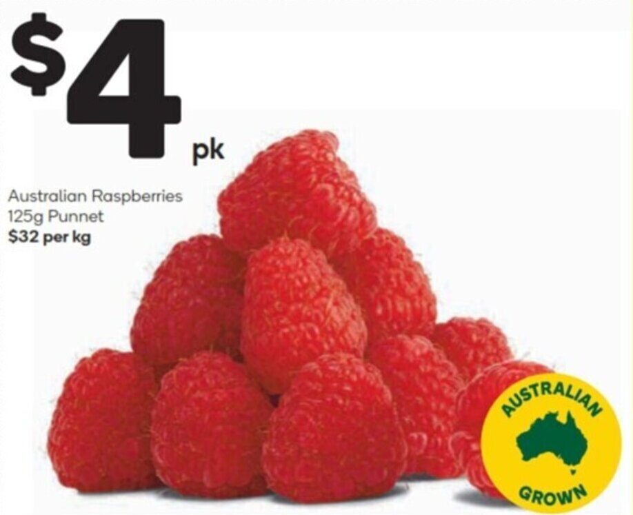 Australian raspberries 125g offer at Woolworths