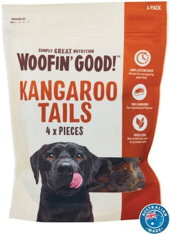 Woofin’ good dog treats kangaroo tails 4 pack