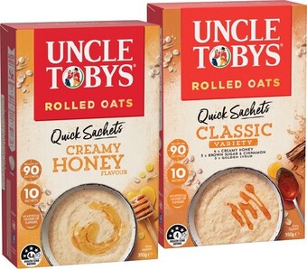 IGA Uncle tobys rolled oats quick sachets 8-10 pack selected varieties offer