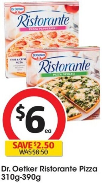 Coles Dr. Oetker Ristorante Pizza 310g-390g offer