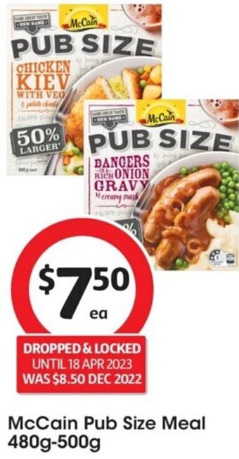 Coles McCain Pub Size Meal 480g-500g offer