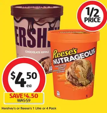 Coles Hershey's or Reese's 1 Litre or 4 Pack offer