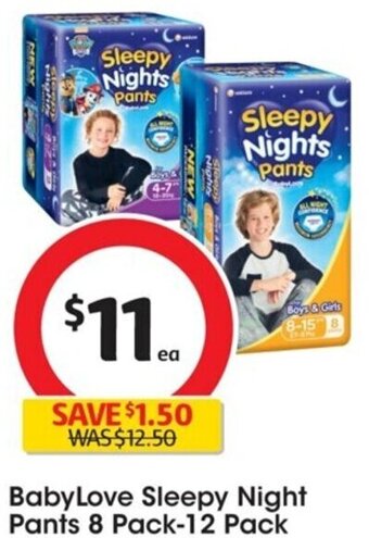 Coles BabyLove Sleepy Night Pants 8 Pack-12 Pack offer