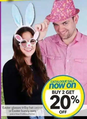 Cheap as Chips Easter Glasses Trilby hat Or Easter Bunny Ears offer