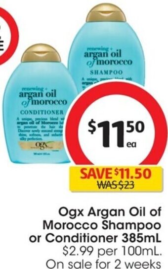 Ogx Argan Oil of Morocco Shampoo or Conditioner 385ml