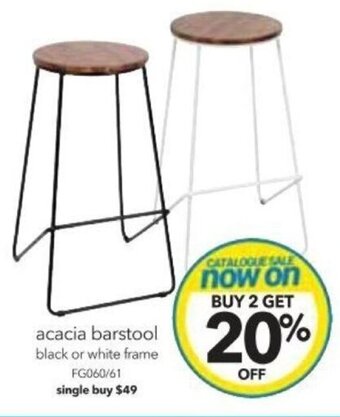 Cheap as Chips Acacia Barstool Black Or White Frame offer