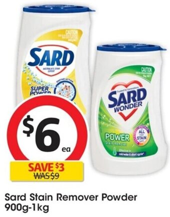 Coles Sard Stain Remover Powder 900g-1kg offer