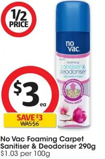 Coles No Vac Foaming Carpet Sanitiser & Deodoriser 290g offer