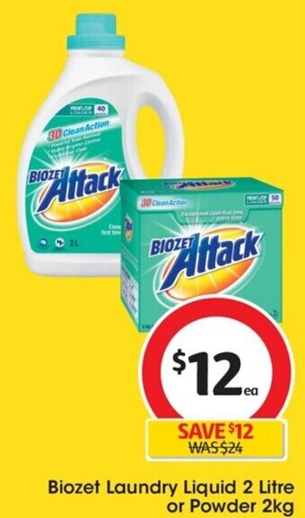 Coles Biozet Laundry Liquid 2 Litre or Powder 2kg offer