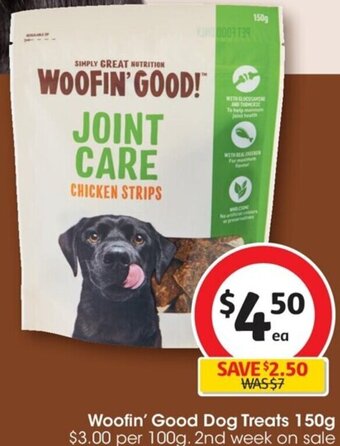 Coles Woofin Good Dog Treats 150g offer