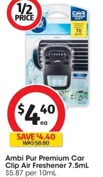 Coles Ambi Pur Premium Car Clip Air Freshener 7.5 ml offer