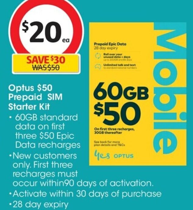 Optus Prepaid Sim Starter Kit offer at Coles