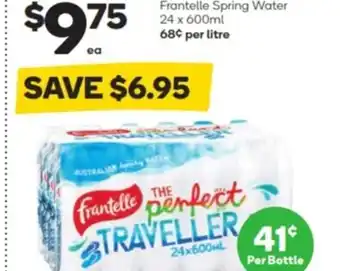 Woolworths Frantelle Spring Water 24x600ml offer