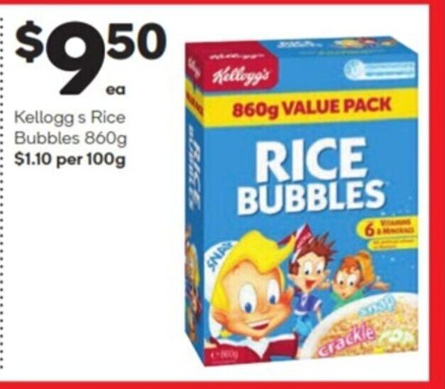 Kellogg S Rice Bubbles 860g Offer At Woolworths 6505