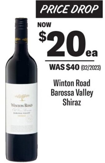 Coles Winton Road Barossa Valley Shiraz offer