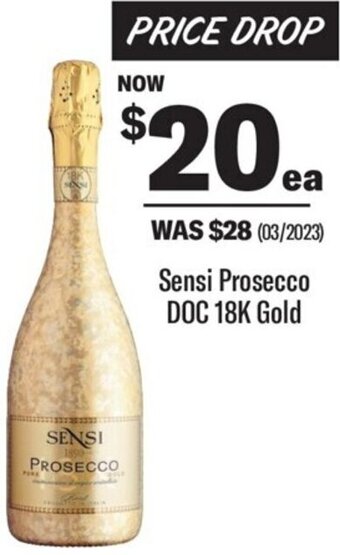 Coles Sensi Prosecco DOC 18K Gold offer