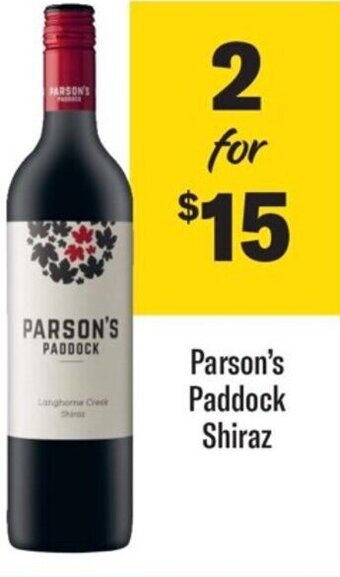 Coles Parson's Paddock Shiraz offer