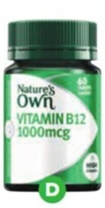Woolworths Nature s Own Vitamin B12 1000mcg Tablets Pk 60 offer