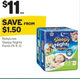 Woolworths BabyLove Sleepy Nights Pants Pk 8 12 offer